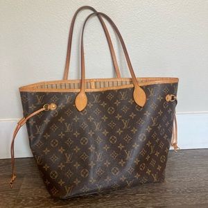Louis Vuitton Neverfull Monogram Leather Tote Bag